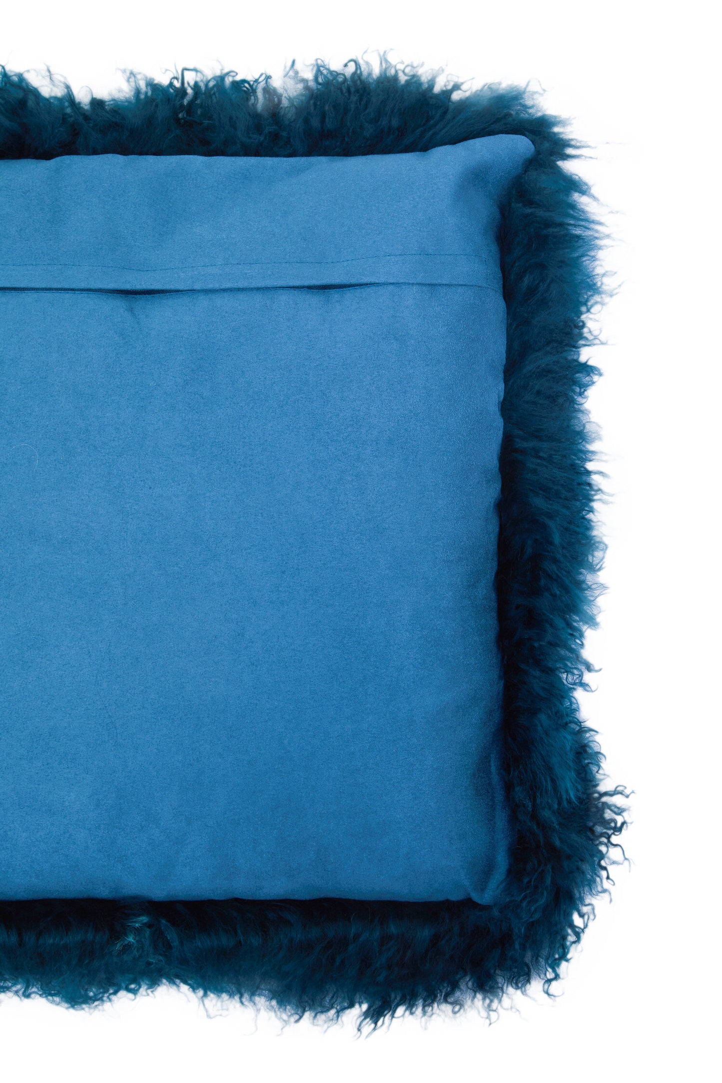 The Luxe Teal Real Mongolian Fur Square Cushion