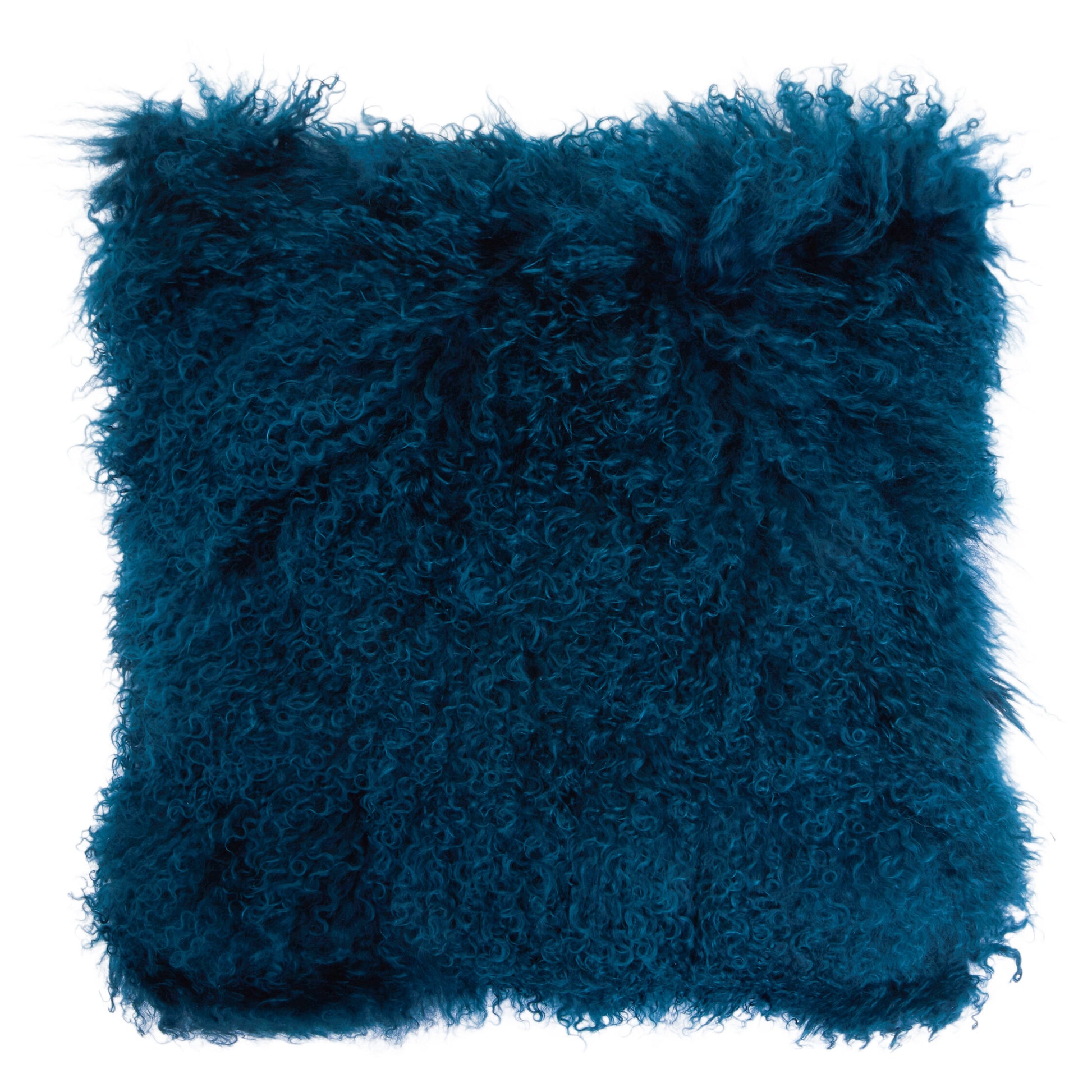 The Luxe Teal Real Mongolian Fur Square Cushion | Bali & Blue