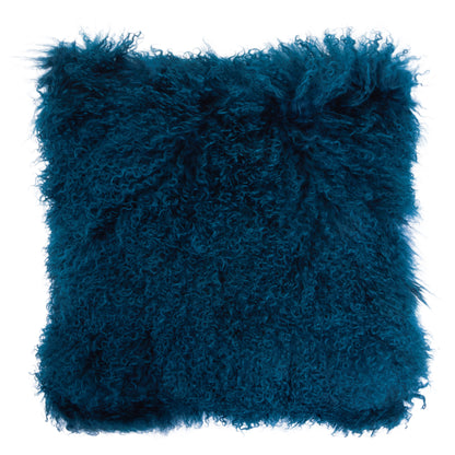 The Luxe Teal Real Mongolian Fur Square Cushion | Bali & Blue