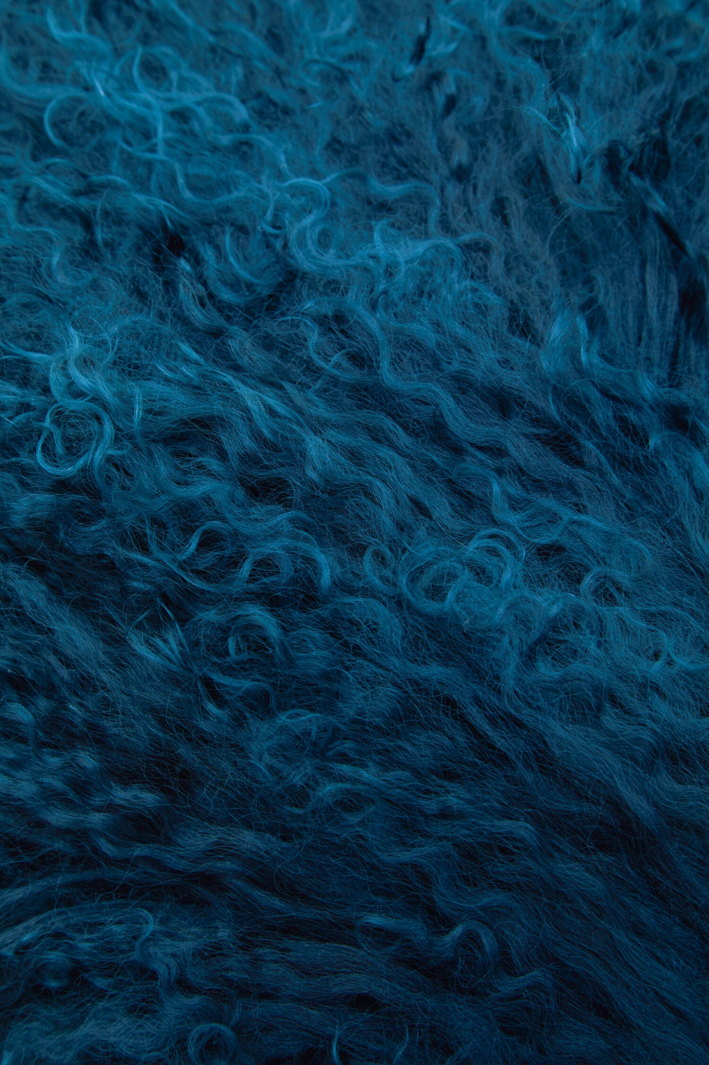 Nomad Real Mongolian Fur Teal Rectangular Cushion
