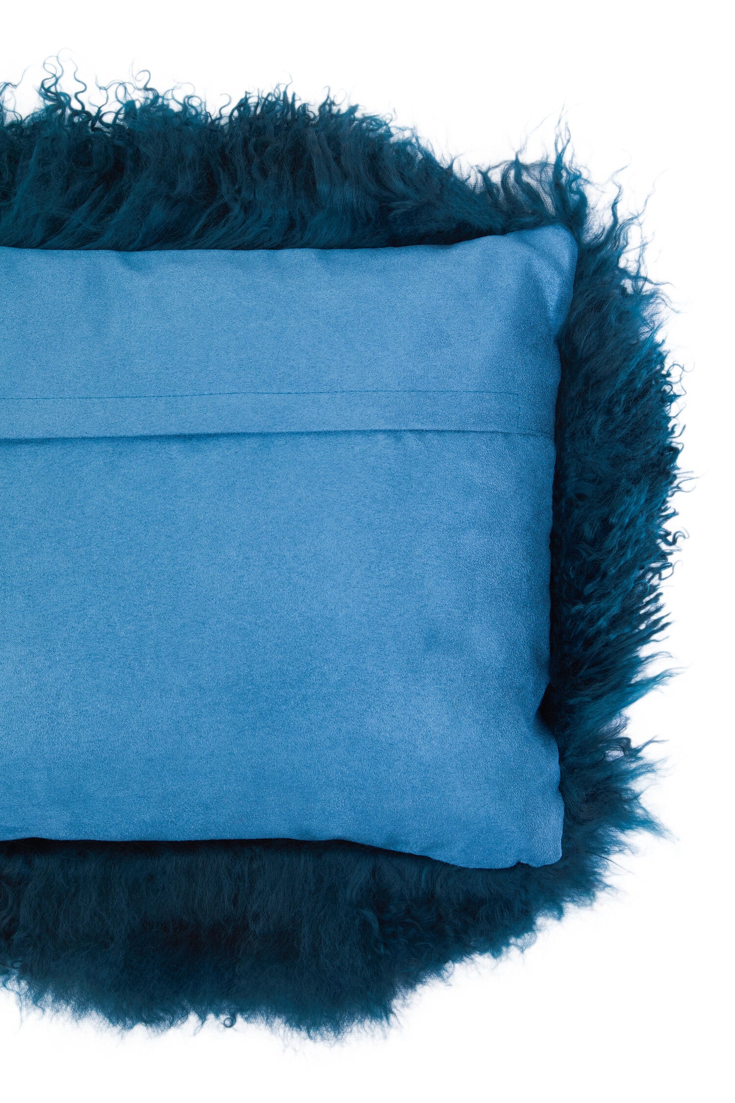 Nomad Real Mongolian Fur Teal Rectangular Cushion