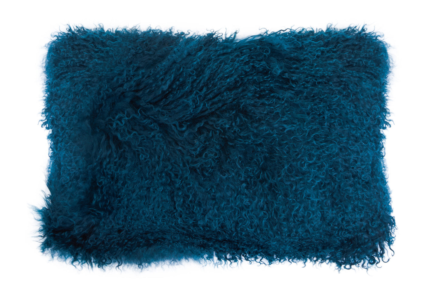 Nomad Real Mongolian Fur Teal Rectangular Cushion