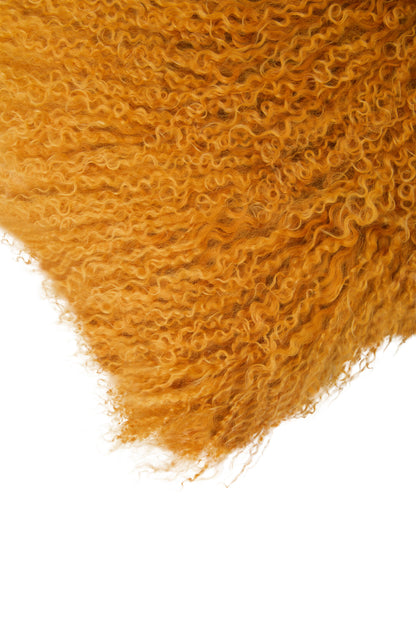 Nomad Real Mongolian Fur Ochre Rectangular Cushion