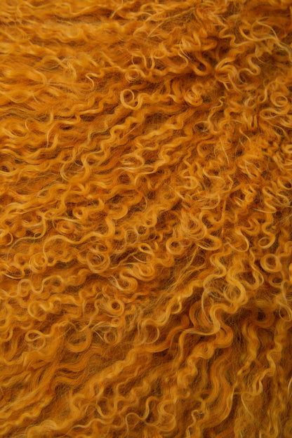 Nomad Real Mongolian Fur Ochre Rectangular Cushion