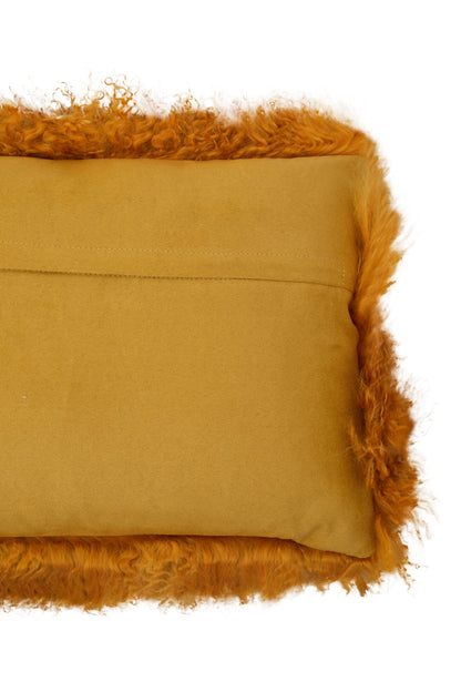 Nomad Real Mongolian Fur Ochre Rectangular Cushion