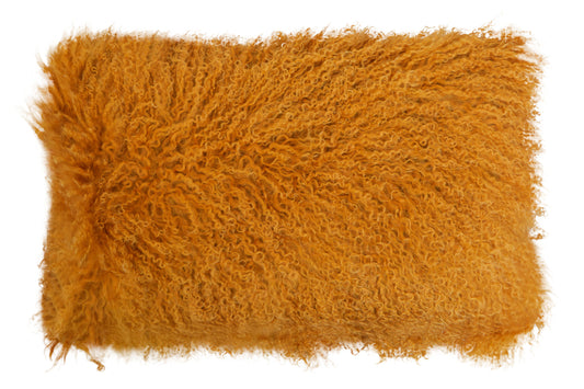 Nomad Real Mongolian Fur Ochre Rectangular Cushion