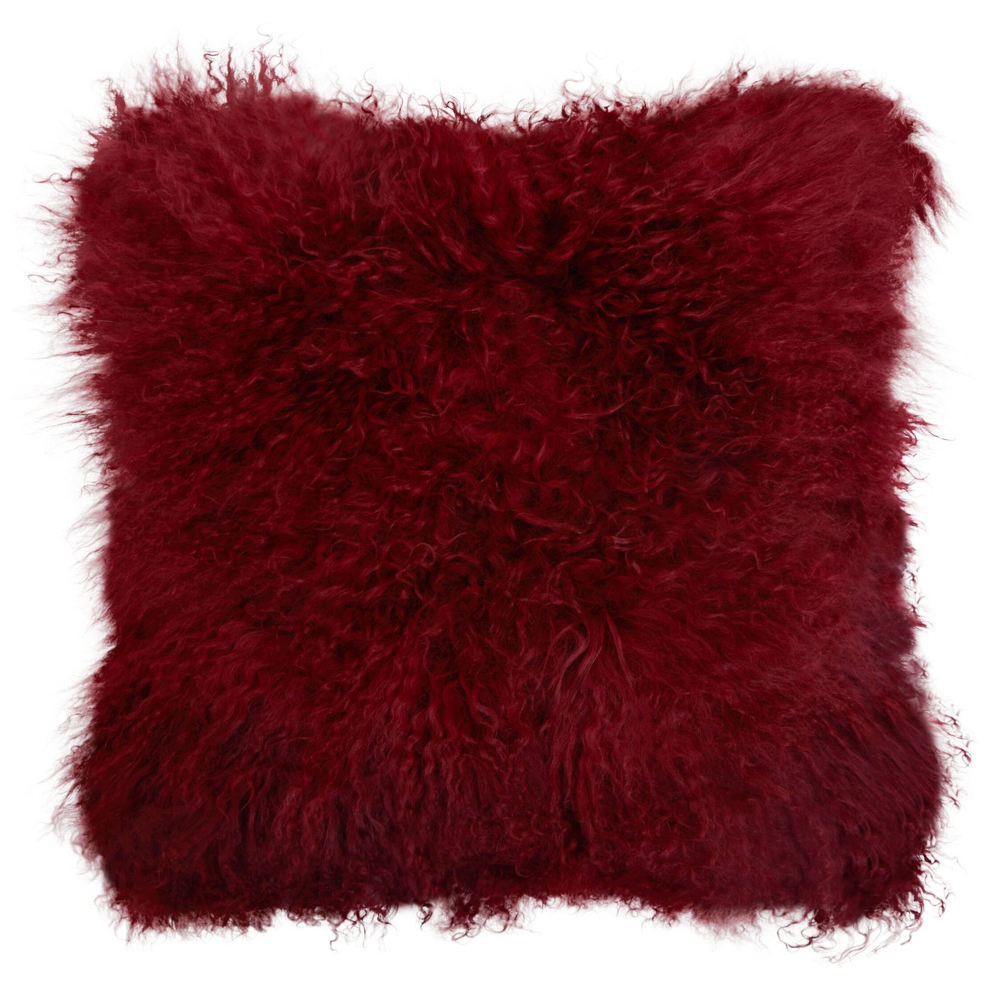 The Luxe Maroon Real Mongolian Fur Square Cushion | Bali & Blue
