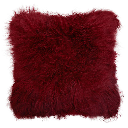 The Luxe Maroon Real Mongolian Fur Square Cushion | Bali & Blue