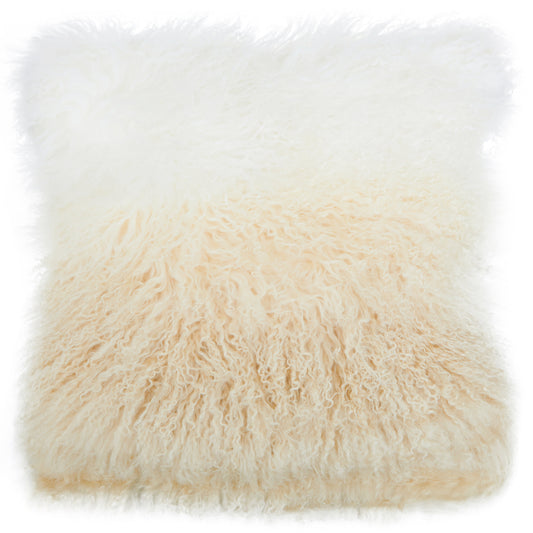 The Luxe Natural Ombre Real Mongolian Fur Cushion | Bali & Blue