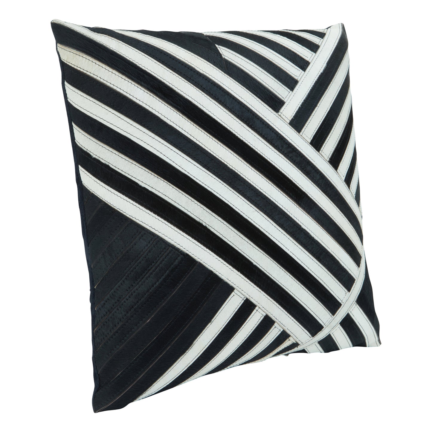 Africana Black White Hair On Leather Cushion