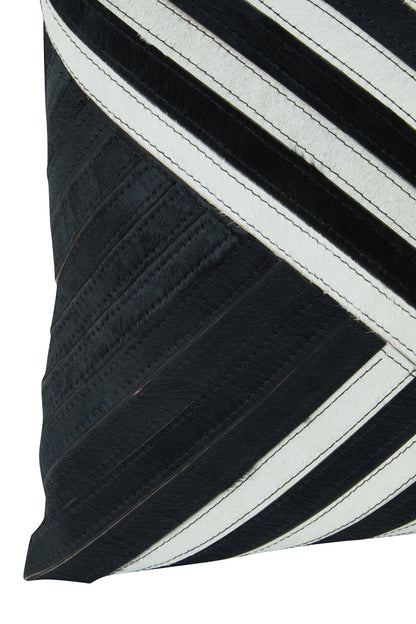 Africana Black White Hair On Leather Cushion