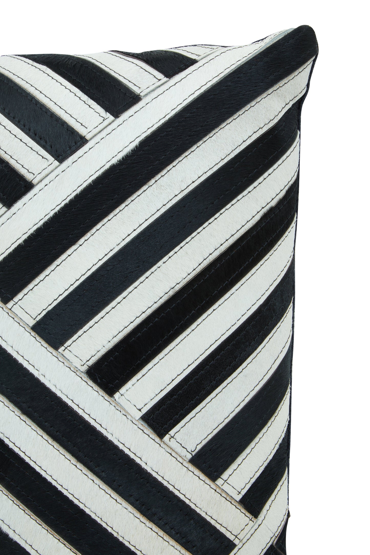 Africana Black White Hair On Leather Cushion