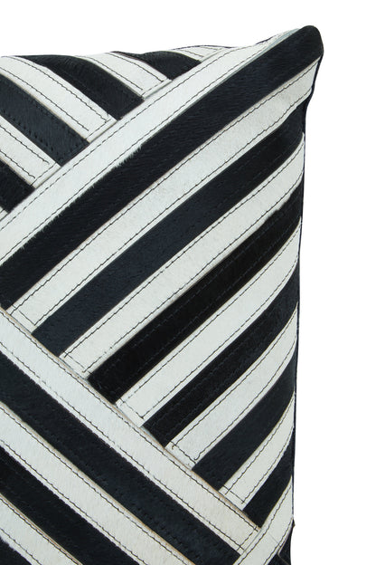 Africana Black White Hair On Leather Cushion
