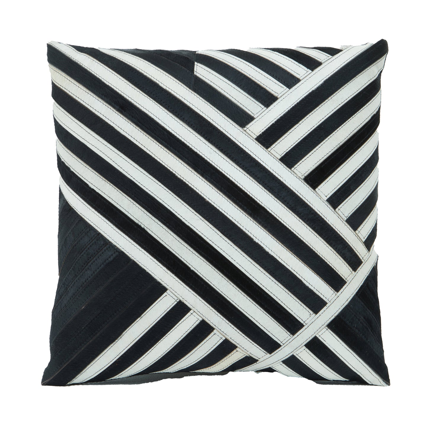 Africana Black White Hair On Leather Cushion | Bali & Blue