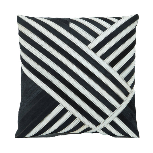 Africana Black White Hair On Leather Cushion | Bali & Blue