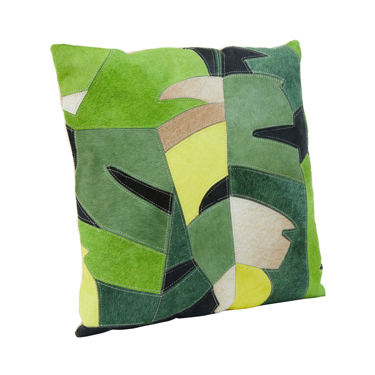 Africana Botanical Hair On Leather Cushion