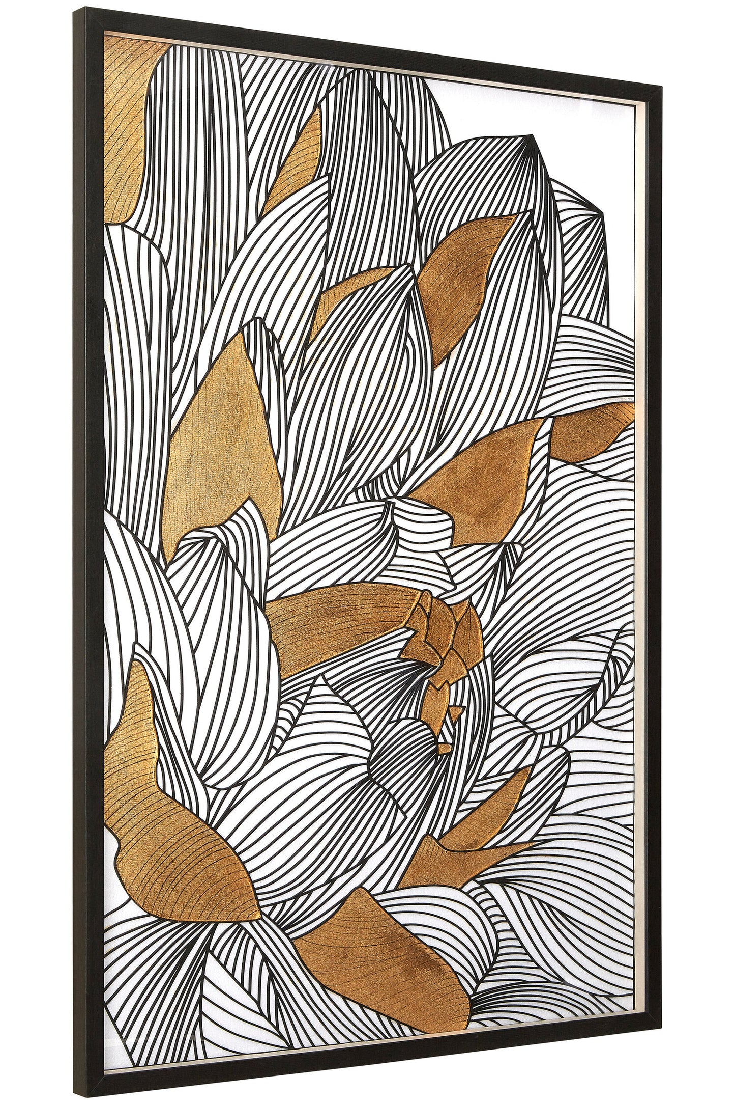 Artistic Bloom Black Gold Botanical Framed Wall Art | Bali & Blue