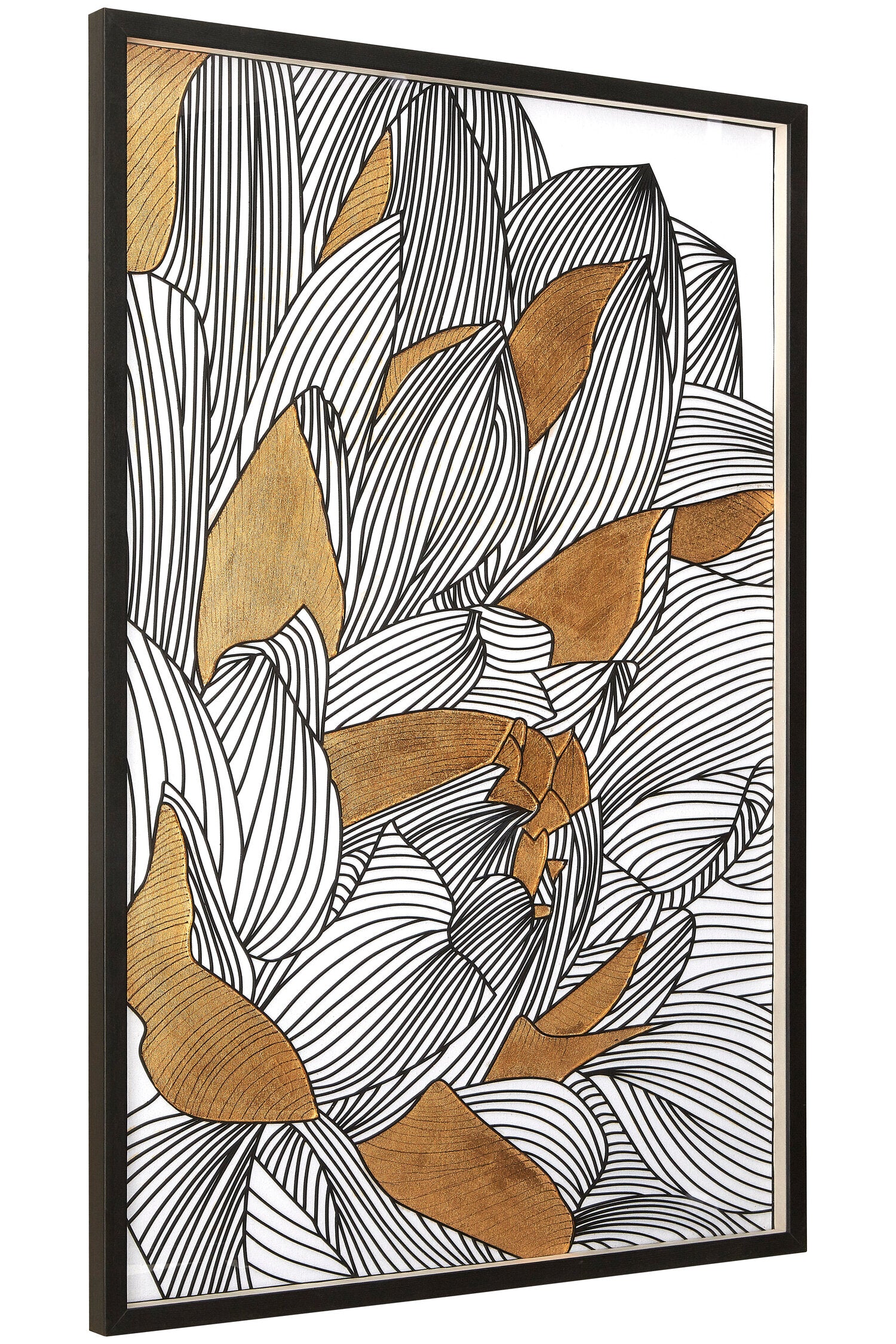 Artistic Bloom Black Gold Botanical Framed Wall Art | Bali & Blue