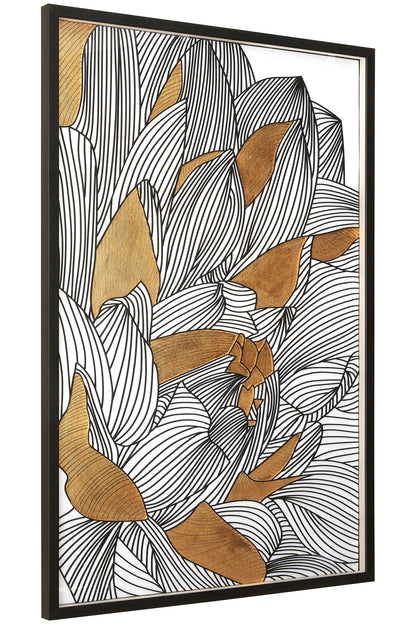 Artistic Bloom Black Gold Botanical Framed Wall Art | Bali & Blue