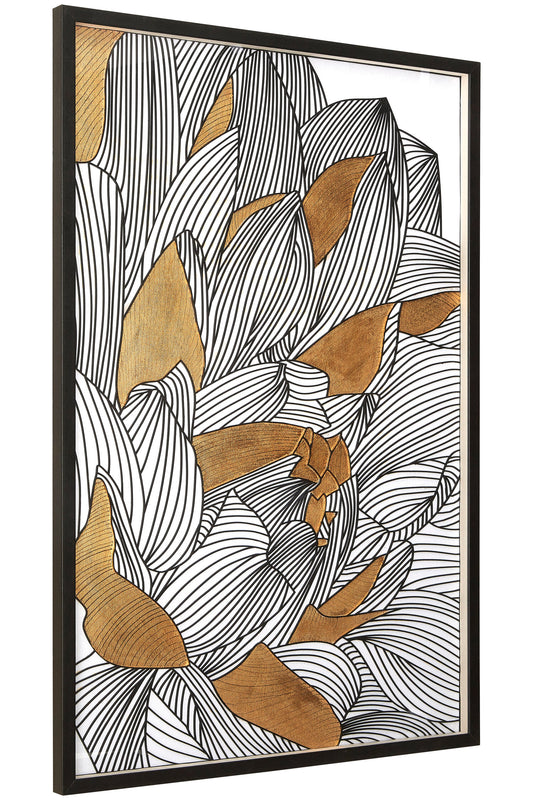 Artistic Bloom Black Gold Botanical Framed Wall Art | Bali & Blue