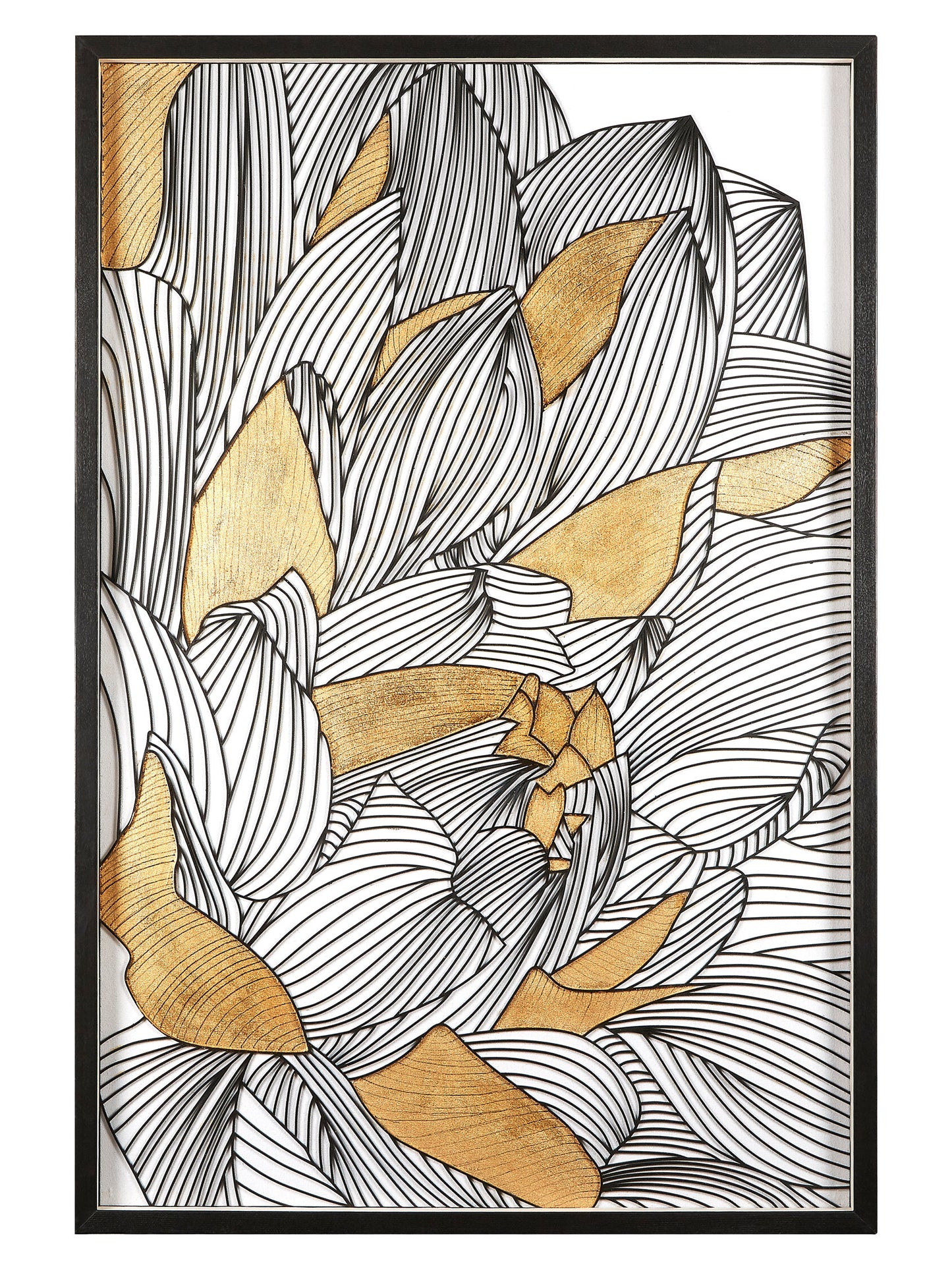 Artistic Bloom Black Gold Botanical Framed Wall Art | Bali & Blue