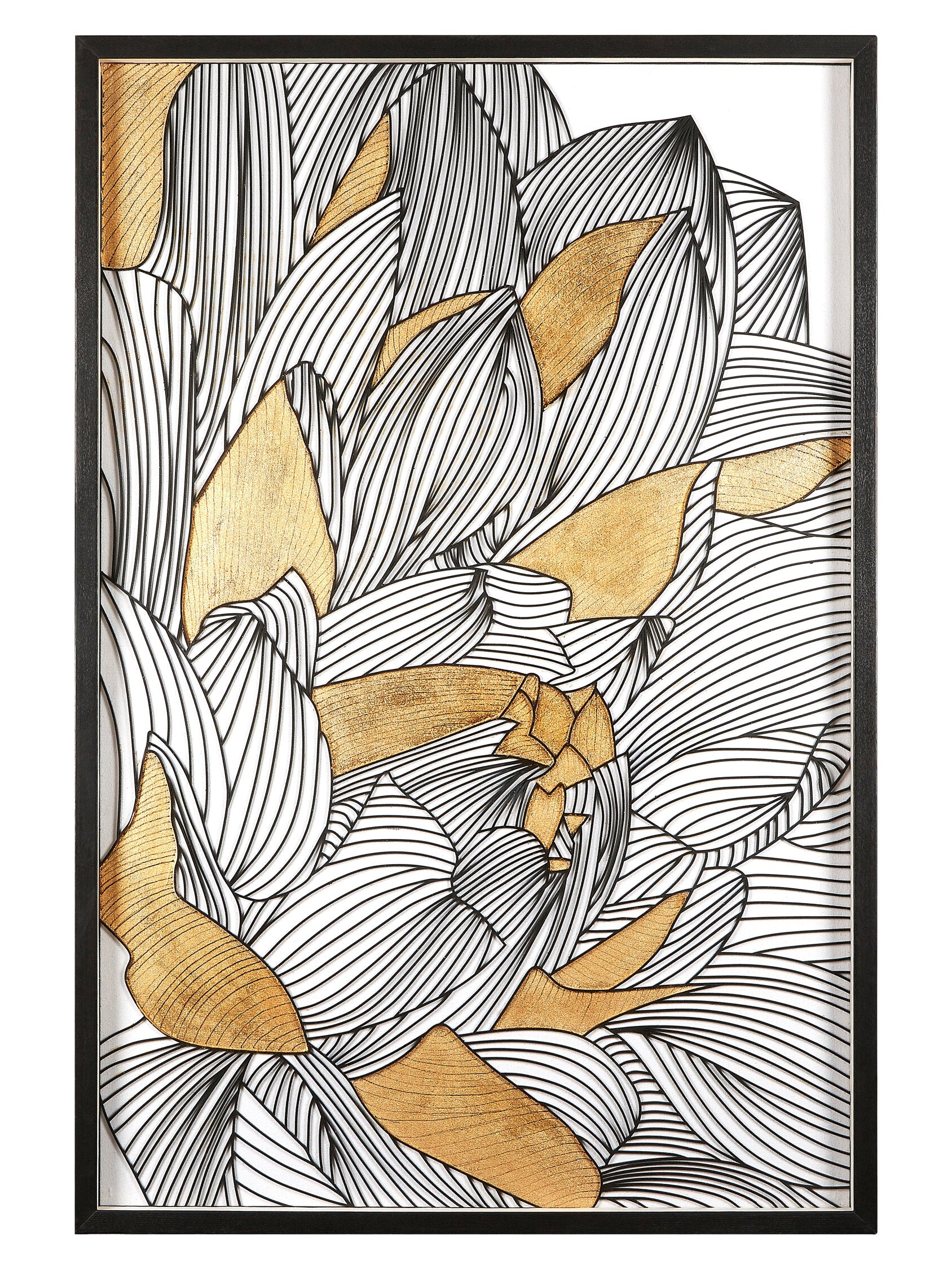 Artistic Bloom Black Gold Botanical Framed Wall Art | Bali & Blue