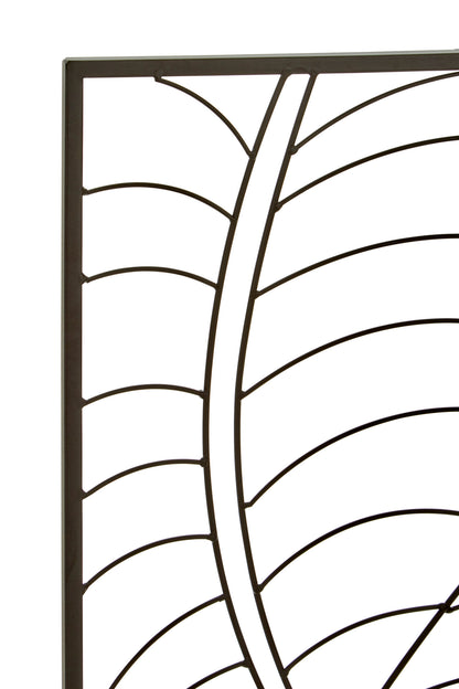 Aramis Small Black Metal Frame Leaf Design Wall Art