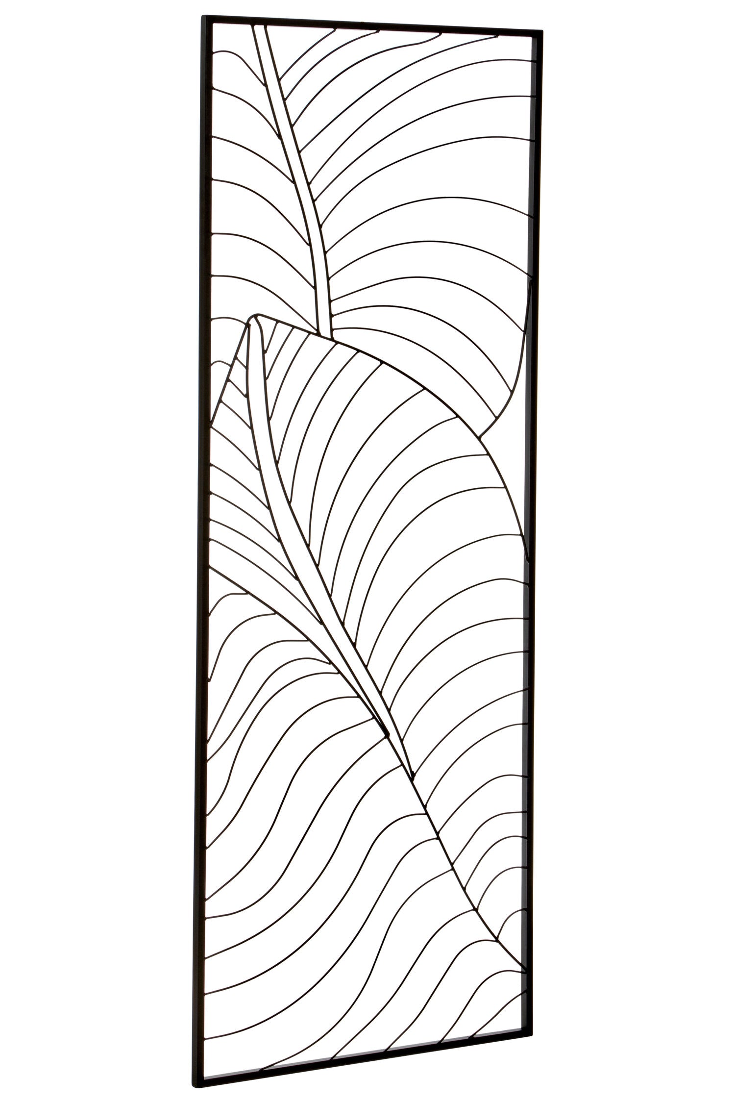 Aramis Large Black Leaf Design Wall Art | Bali & Blue