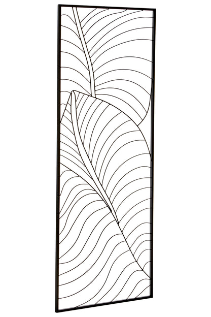 Aramis Large Black Leaf Design Wall Art | Bali & Blue