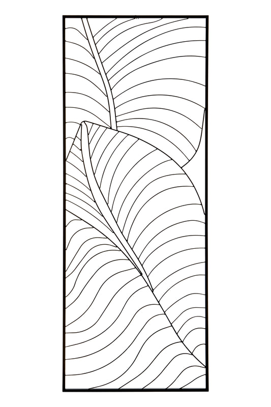 Aramis Large Black Leaf Design Wall Art