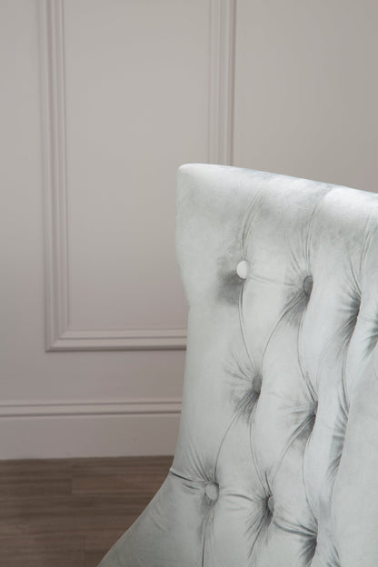 Davenport Luxe Grey Velvet Buttoned Dining Chair
