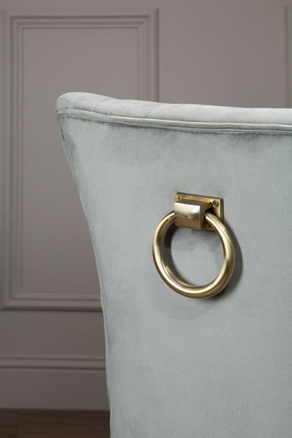 Davenport Luxe Grey Velvet Buttoned Dining Chair | Bali & Blue