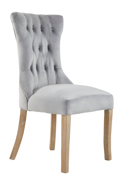 Davenport Luxe Grey Velvet Buttoned Dining Chair