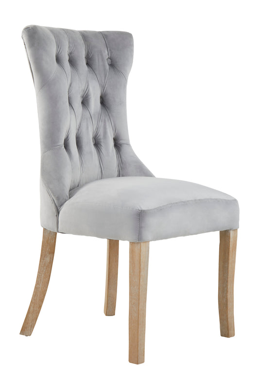 Davenport Luxe Grey Velvet Buttoned Dining Chair