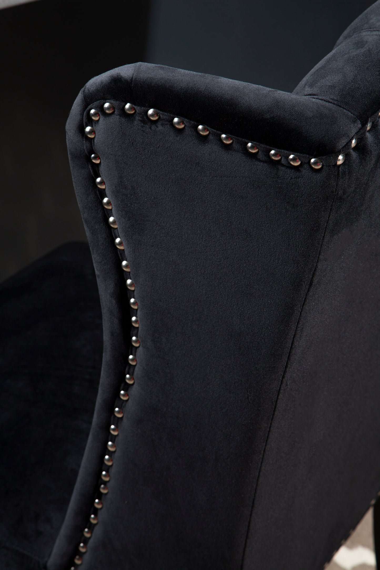 Davenport Luxe Black Velvet Dining Chair with Dark Legs