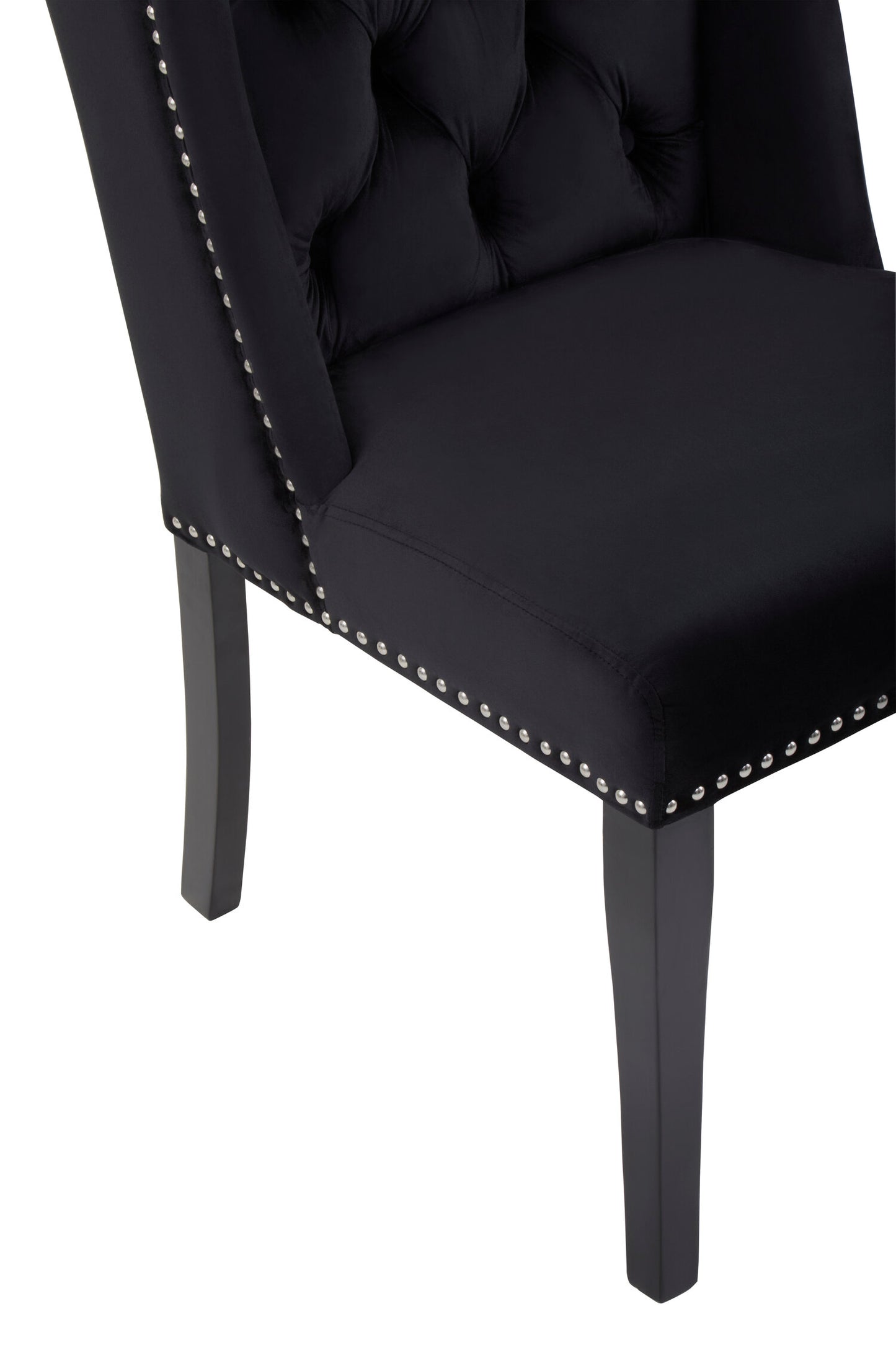 Davenport Luxe Black Velvet Dining Chair with Dark Legs