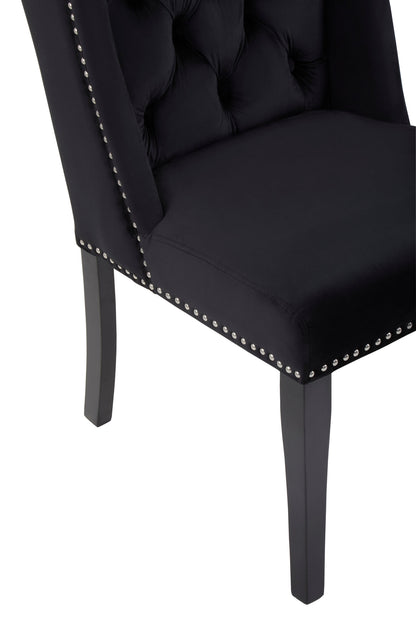 Davenport Luxe Black Velvet Dining Chair with Dark Legs