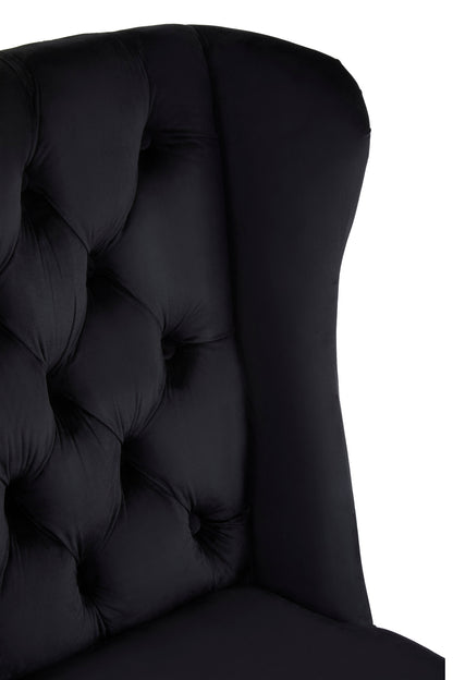 Davenport Luxe Black Velvet Dining Chair with Dark Legs