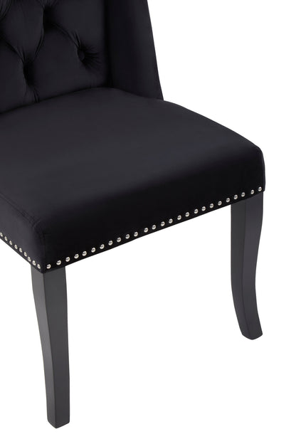 Davenport Luxe Black Velvet Dining Chair with Dark Legs