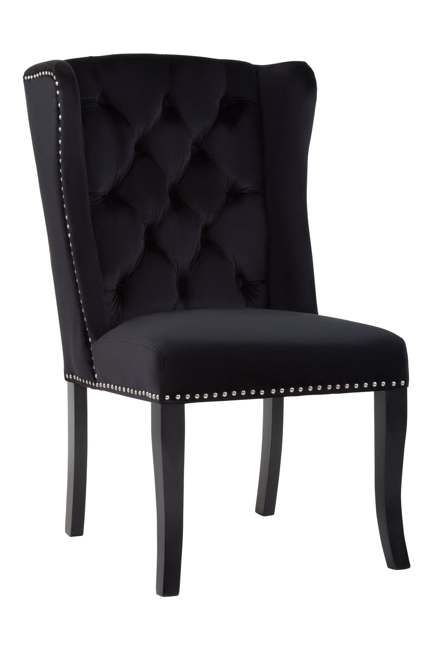 Davenport Luxe Black Velvet Dining Chair with Dark Legs