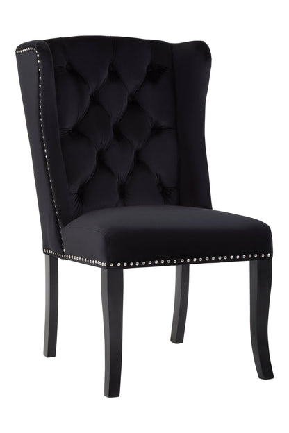Davenport Luxe Black Velvet Dining Chair with Dark Legs