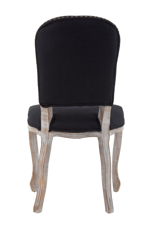 Davenport Black Linen Dining Chair with Antique Wood Legs | Bali & Blue