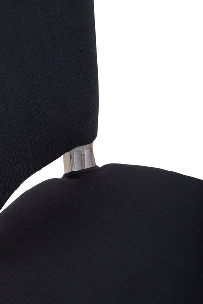 Davenport Black Linen Dining Chair with Antique Wood Legs
