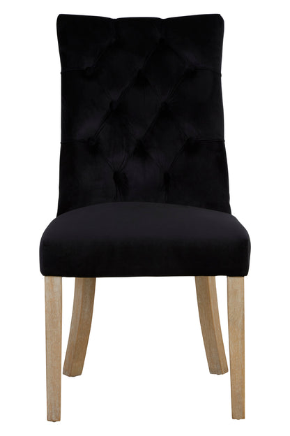 Davenport Luxe Black Buttoned Dining Chair with Antique Legs