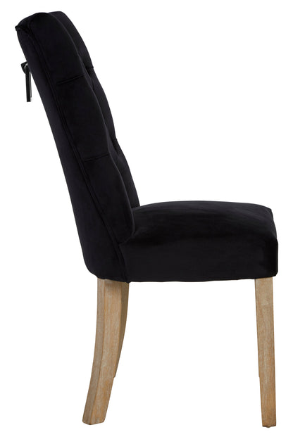 Davenport Luxe Black Buttoned Dining Chair with Antique Legs