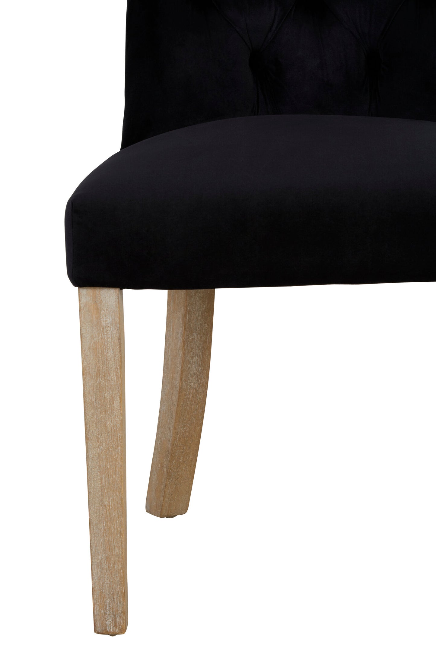 Davenport Luxe Black Buttoned Dining Chair with Antique Legs