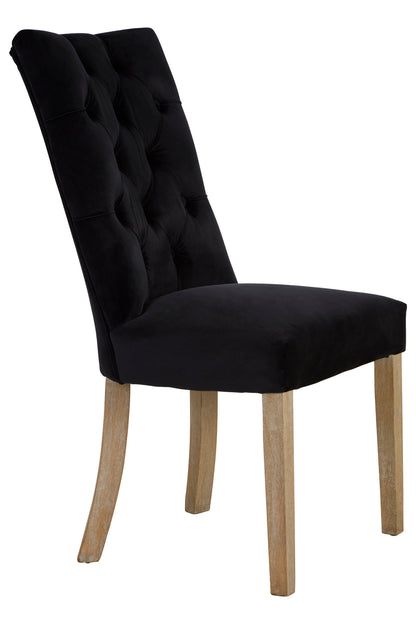 Davenport Luxe Black Buttoned Dining Chair with Antique Legs