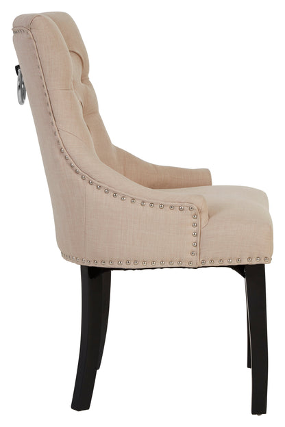 Davenport Natural Linen Dining Chair with Dark Legs