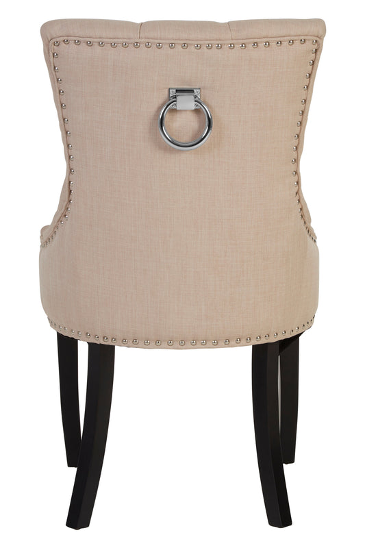 Davenport Natural Linen Dining Chair with Dark Legs | Bali & Blue