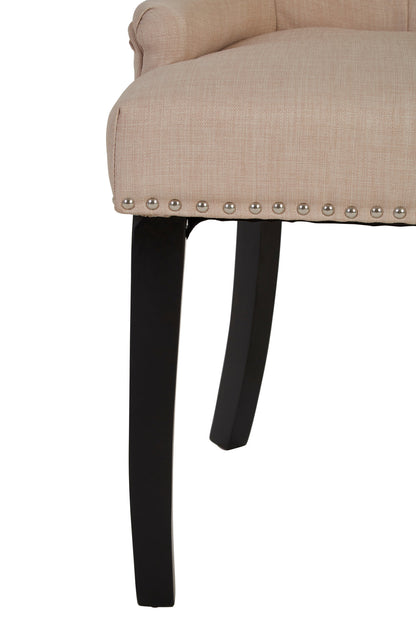 Davenport Natural Linen Dining Chair with Dark Legs